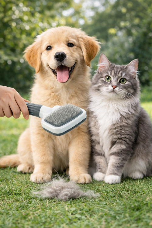 Brosse Auto-Nettoyant pour Chien & Chats - Élimine les Poils Morts en Douceur